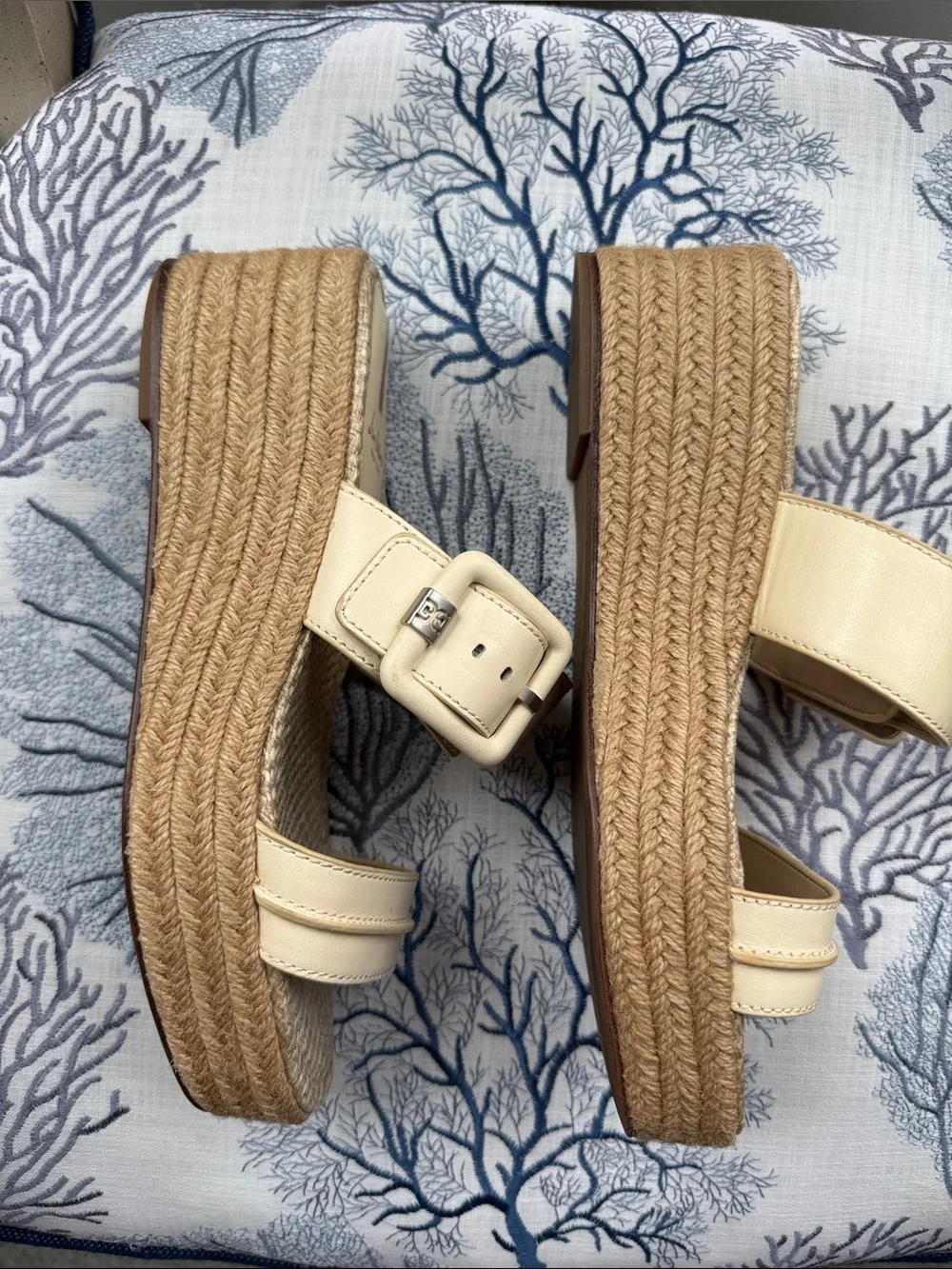 Sam Edelman Carson Espadrille Wedge Sandals Bleached Wheat Size 8